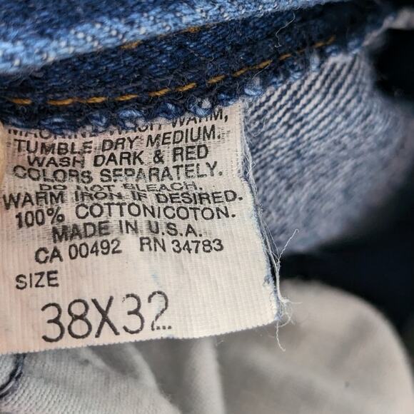 Lee Jeans 38x32 USA Made Vintage Blue Denim Straight Leg Men’s 90s Classic Fit - Picture 5 of 5